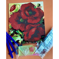 Алмазная мозаика детская на картонной основе 21x25 см подставкой Маки