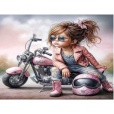 Алмазная мозаика 50х40 Байкерша