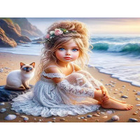 Алмазная мозаика 50х40 Девочка на море